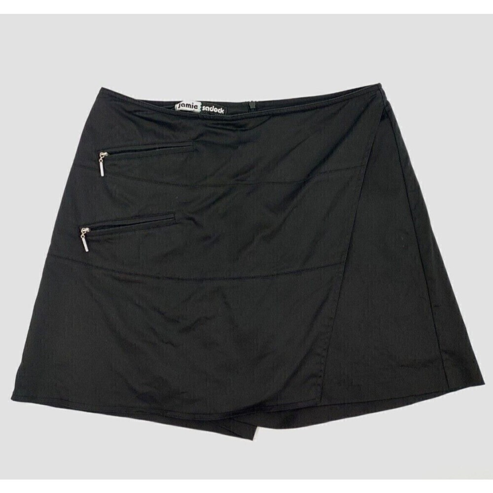 Jamie Sadock Skort Womens 12 Black Skirt‎ Front Slit Zipper Golf Shorts Active